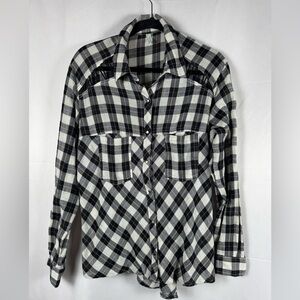 Free People Snap Button Buffalo Plaid Shirt Boho Western Cowgirl Bikercore Med